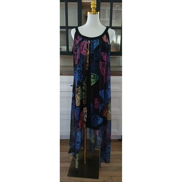 Women's Large Sheer Butterfly Long Dress Boho Lady Beachy Flowy Lightweight Fun - Picture 10 of 16